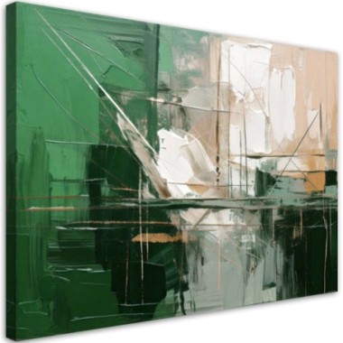 Quadro su tela, Verde e beige - 90x60