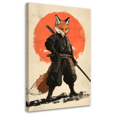Quadro su tela, Volpe Samurai Animali - 80x120