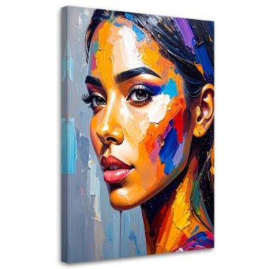 Quadro su tela, Volto di bella donna dipinto - 40x60