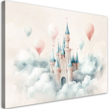 Stampa su tela per bambini, Castello con palloncini...