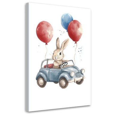 Stampa su tela per bambini, Coniglio Auto Palloncini...