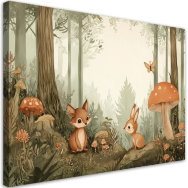 Stampa su tela per cameretta, Animali della foresta...