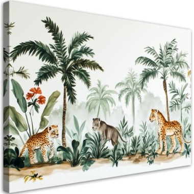 Stampa su tela per cameretta, Palme Animali africani...