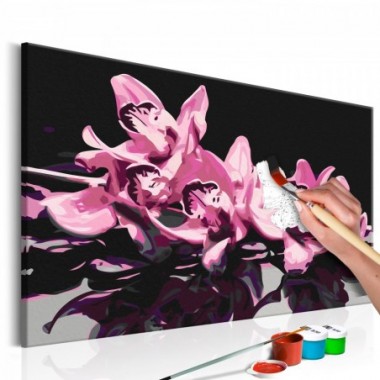 Quadro fai da te - Orchidea Rosa (sfondo nero) - 60x40