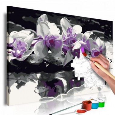 Quadro fai da te - Orchidea viola (sfondo nero e...