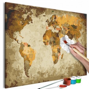 Quadro fai da te - Brown World Map - 60x40
