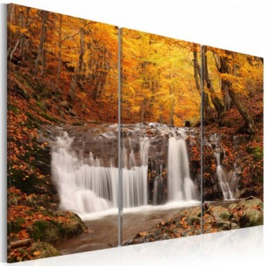 Quadro - Cascata tra gli alberi autunnali - 60x40