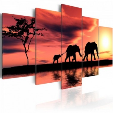 Quadro - Famiglia di elefanti africani - 100x50