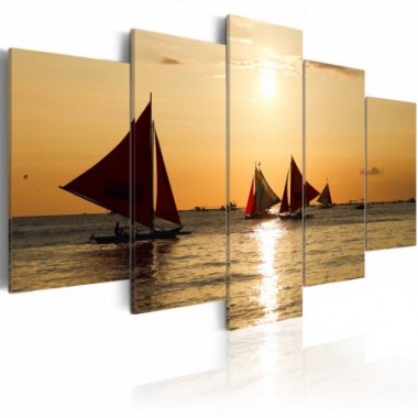 Quadro - Barche a vela al tramonto - 100x50