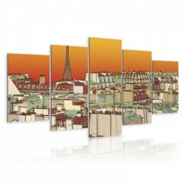 Quadro - Cielo parigino color arancio - 100x50