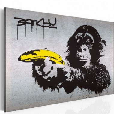 Quadro - Fermo che la scimmia spara! (Banksy) - 60x40