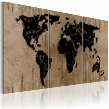 Quadro - Mappa del mondo nero inchiostro - 60x30
