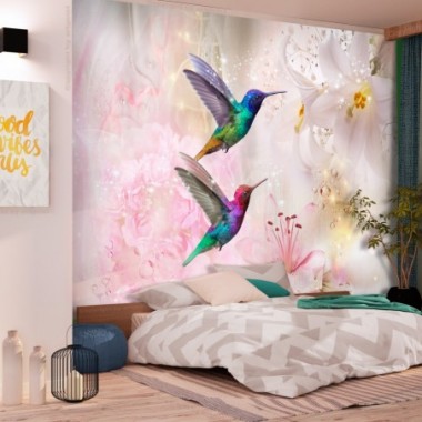 Fotomurale - Colourful Hummingbirds (Pink) - 350x245