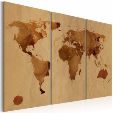 Quadro - Mondo dipinto di caffè: trittico - 60x40