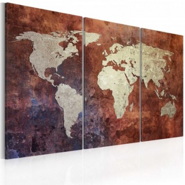 Quadro - Mappa del mondo rugginosa: trittico - 90x60