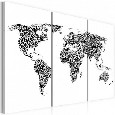 Quadro - Mappa del mondo: alfabeto (trittico) - 60x40