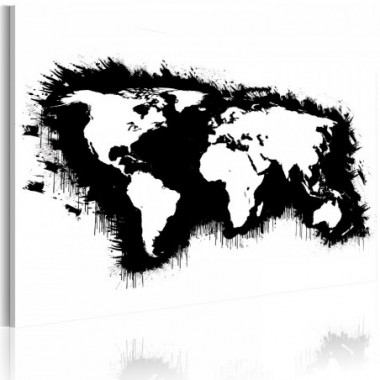Quadro - Mappa del mondo monocromatica - 60x40