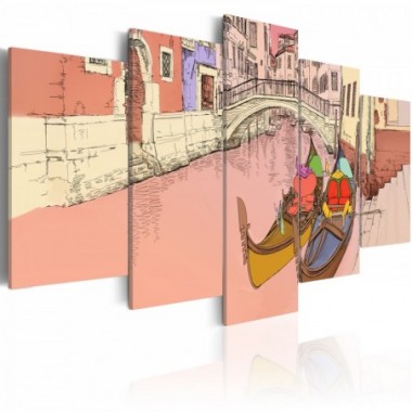 Quadro - Romantic gondolas - 5 pieces - 200x100