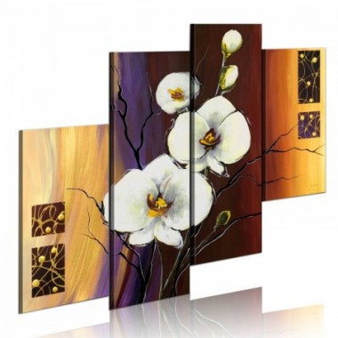 Quadro dipinto - Orchidea bianca - 120x100