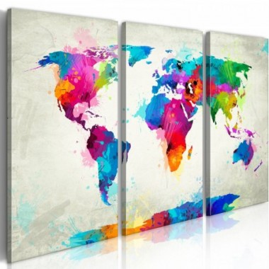 Quadro - World Map: An Explosion of Colors - 60x40