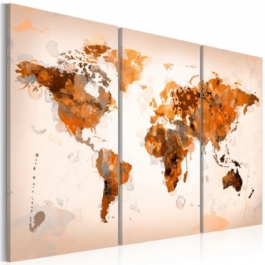 Quadro - Map of the World - Desert storm - triptych...