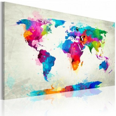 Quadro - Map of the world - an explosion of colors -...