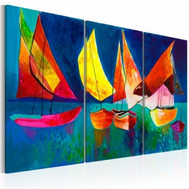 Quadro dipinto - Barche a vela colorate - 120x80