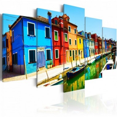 Quadro - Case nei colori dell'arcobaleno - 100x50