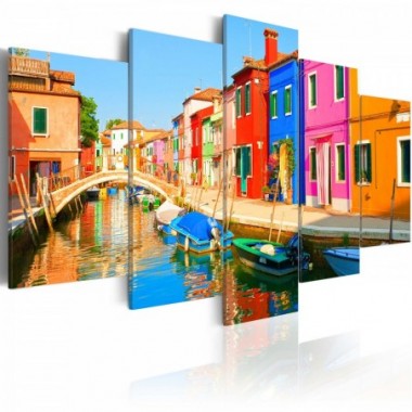 Quadro - Waterfront in rainbow colors - 100x50