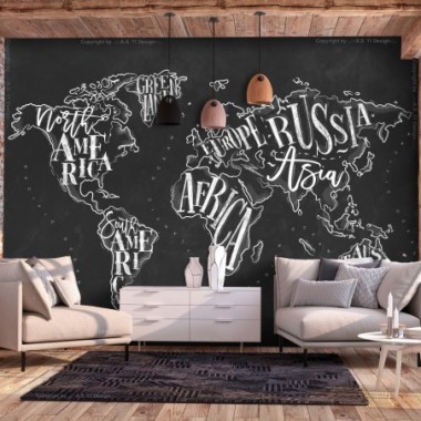 Fotomurale adesivo - Retro Continents (Black) - 343x245