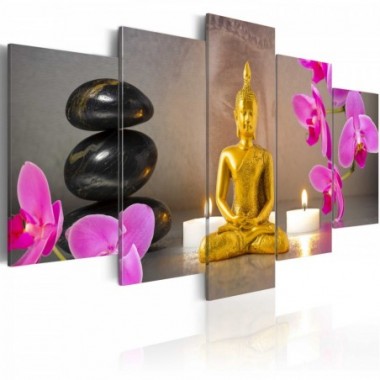 Quadro - Buddha d'oro e orchidee - 200x100