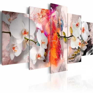 Quadro - Sfondo colorato e orchidee - 100x50