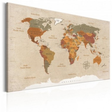 Quadro - World Map: Beige Chic - 60x40