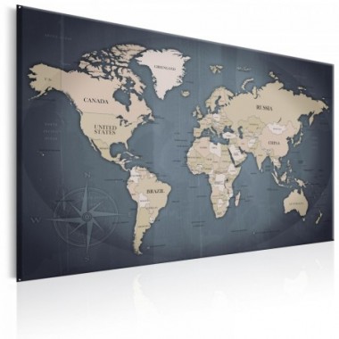 Quadro - World Map: Shades of Grey - 60x40