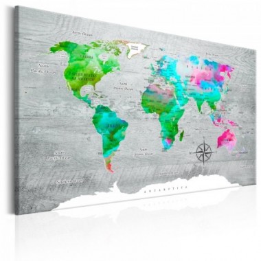 Quadro - World Map: Green Paradise - 90x60