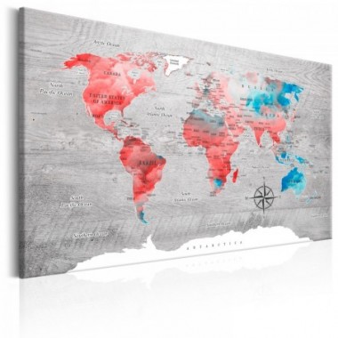 Quadro - World Map: Red Roam - 60x40