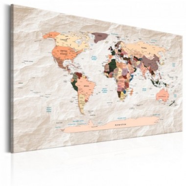 Quadro - World Map: Stony Oceans - 90x60