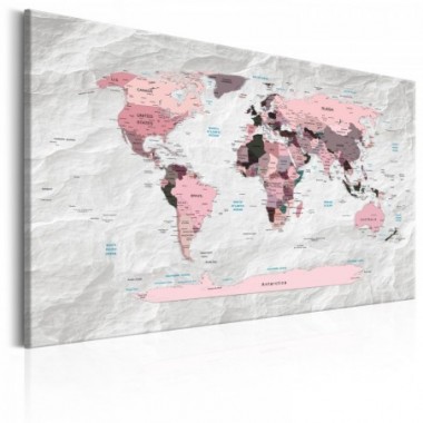 Quadro - World Map: Pink Continents - 60x40