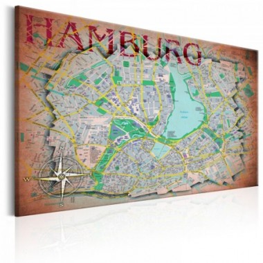 Quadro - Map of Hamburg - 60x40