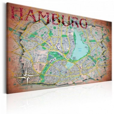 Quadro - Map of Hamburg - 120x80