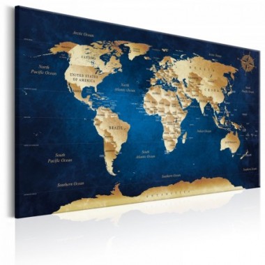 Quadro - World Map: The Dark Blue Depths - 60x40