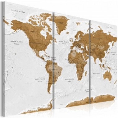 Quadro - World Map: White Poetry - 90x60