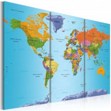 Quadro - World Map: Colourful Note - 90x60
