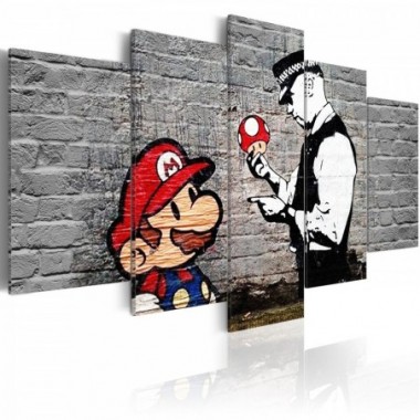 Quadro - Super Mario Mushroom Cop (Banksy) - 200x100