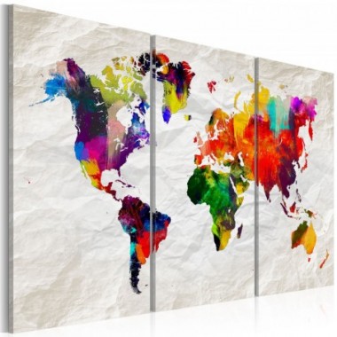 Quadro - World Map: Rainbow Madness II - 90x60