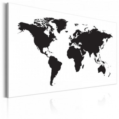 Quadro - World Map: Black & White Elegance - 90x60