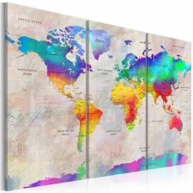 Quadro - World Map: Rainbow Gradient  - 90x60