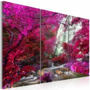 Quadro - Beautiful Waterfall: Pink Forest - 90x60