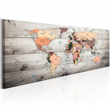 Quadro - World Maps: Wooden Travels - 120x40