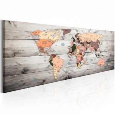 Quadro - World Maps: Wooden Travels - 135x45